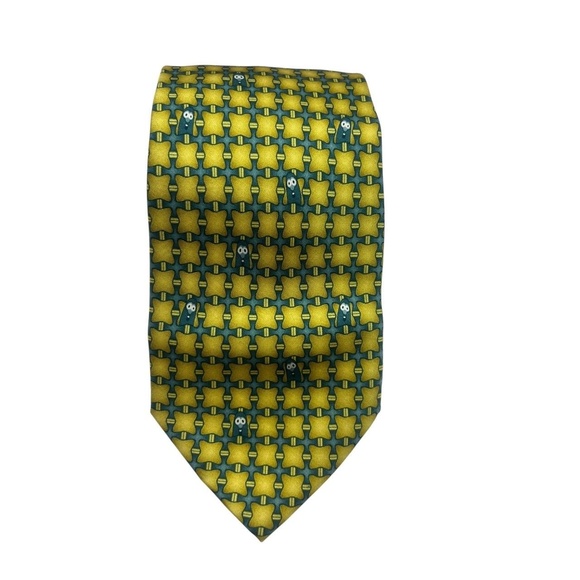 EAGLES WINGS tie Veggie Tales Green Yellow Larry the Cucumber Collectible Retro - Picture 1 of 4